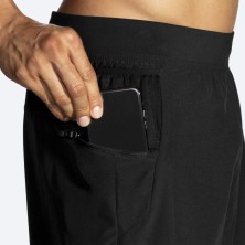 Short running Brooks Sherpa 5" 2 en 1 hombre negro bolsillo móvil