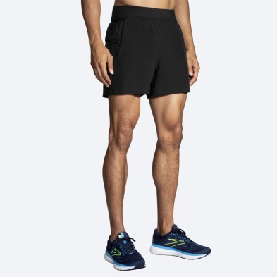 Short running Brooks Sherpa 5" 2 en 1 hombre negro frontal