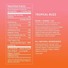 Tailwind nutrition Endurance Fuel 1350g tropical con Cafeina tabla nutricional