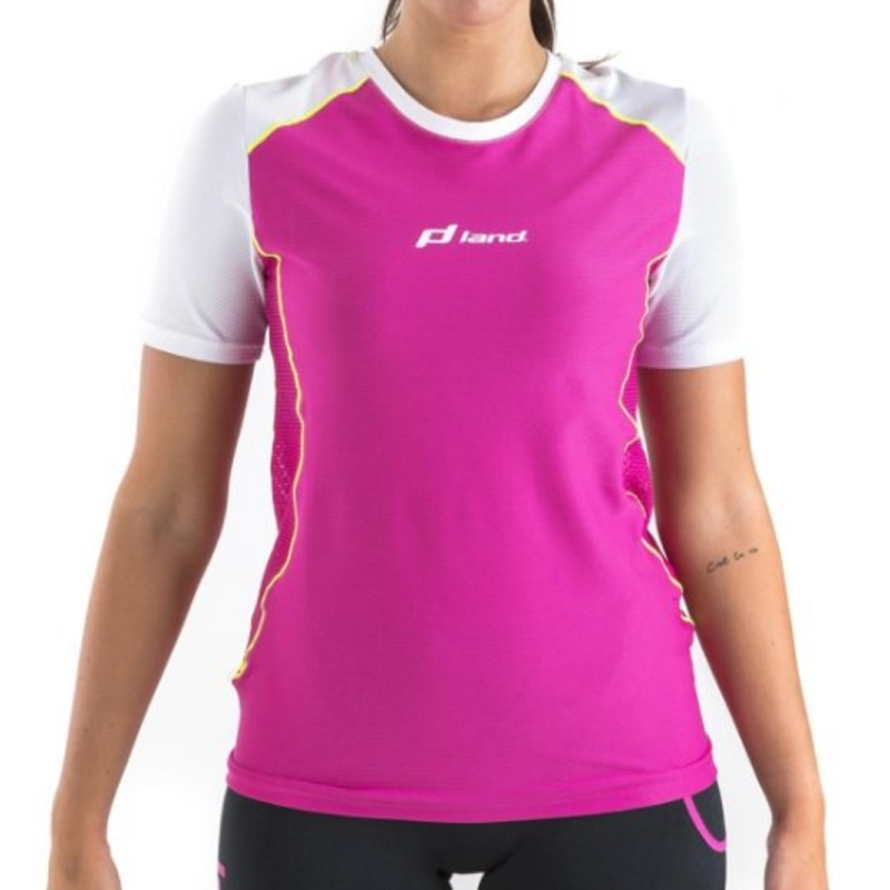 Camiseta M/Corta Trail Mujer Triumph rosa/blanco Land