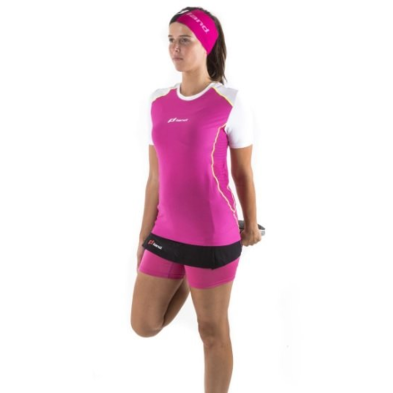 Camiseta M/Corta Trail Mujer Triumph rosa/blanco