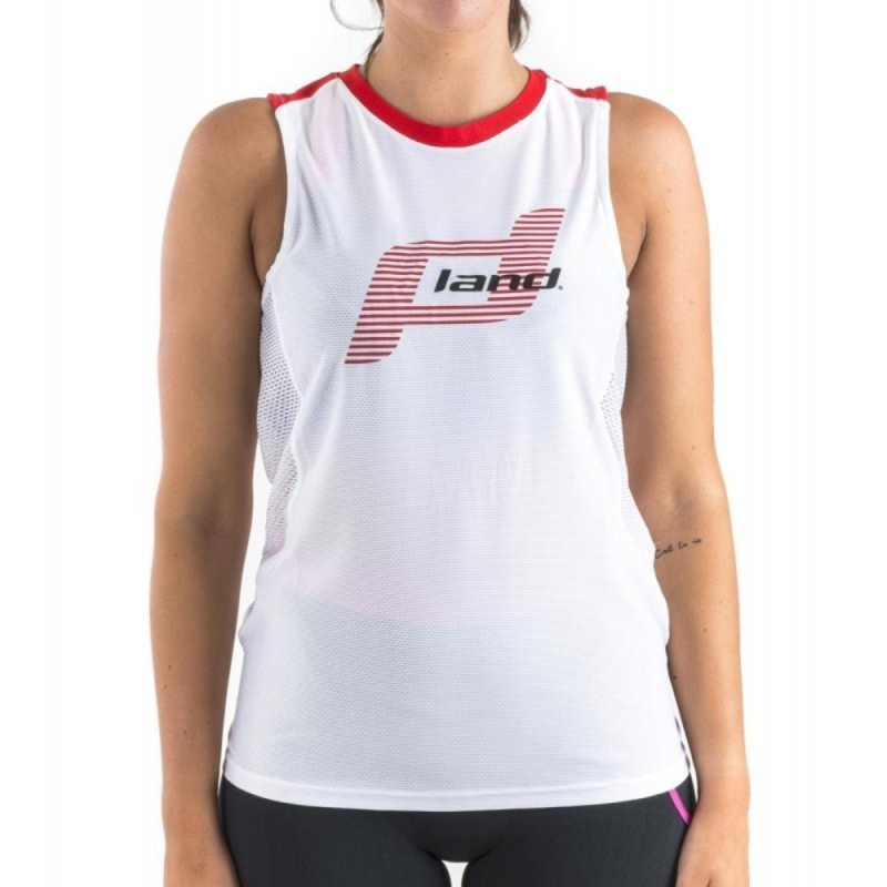 Camiseta sin mangas trail mujer Eternity blanco rojo Land