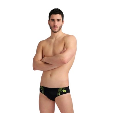 Bañador slip Arena Swim Briefs Graphic hombre negro verde fluor