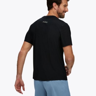 Camiseta M/corta Hoka Airolite Run hombre negro espalda