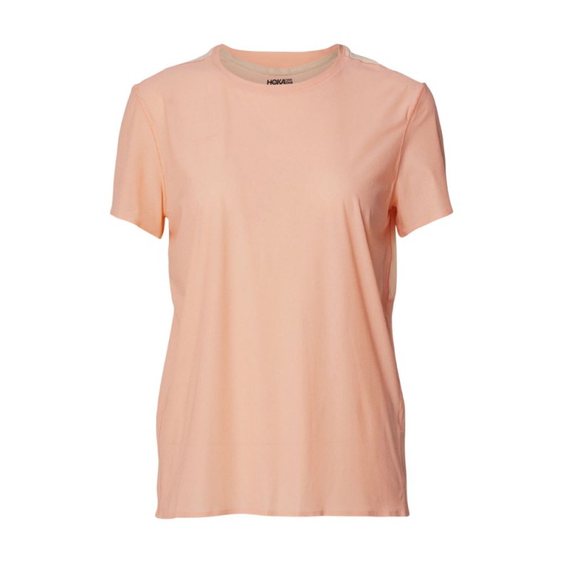 Camiseta M/corta Hoka Airolite Run mujer Papaya