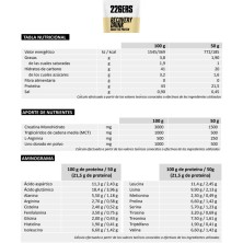 Recovery Drink Proteina grass fed 226ers 1kg Vainilla tabla nutricional
