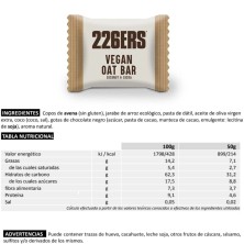 Barrita Vegan Oat Coco y Chocolate tabla nutricional