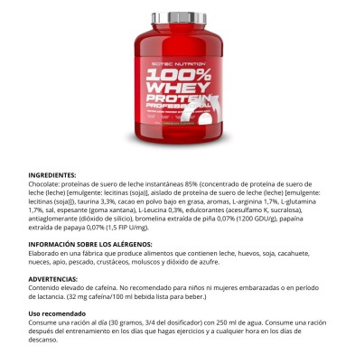 100% Whey Protein proteína en polvo 2350gr Chocolate ingredientes Scitec Nutrition