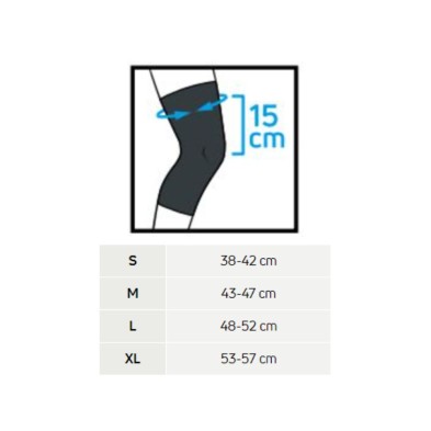Rodillera de compresión Compex Activ' Knee guía de tallas