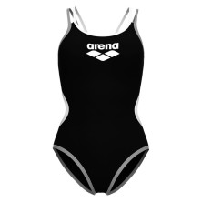 Bañador de natación One Double Cross Back Mujer black Silver arena negro plata y blanco