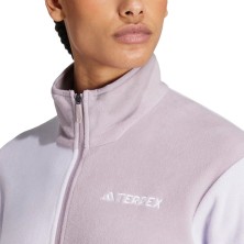Chaqueta Adidas Terrex Multi Fleece mujer Silver Dawn/Preloved Fig detalle fleece polar logo terrex