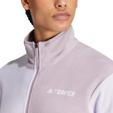 Chaqueta Adidas Terrex Multi Fleece mujer Silver Dawn/Preloved Fig detalle fleece polar logo terrex
