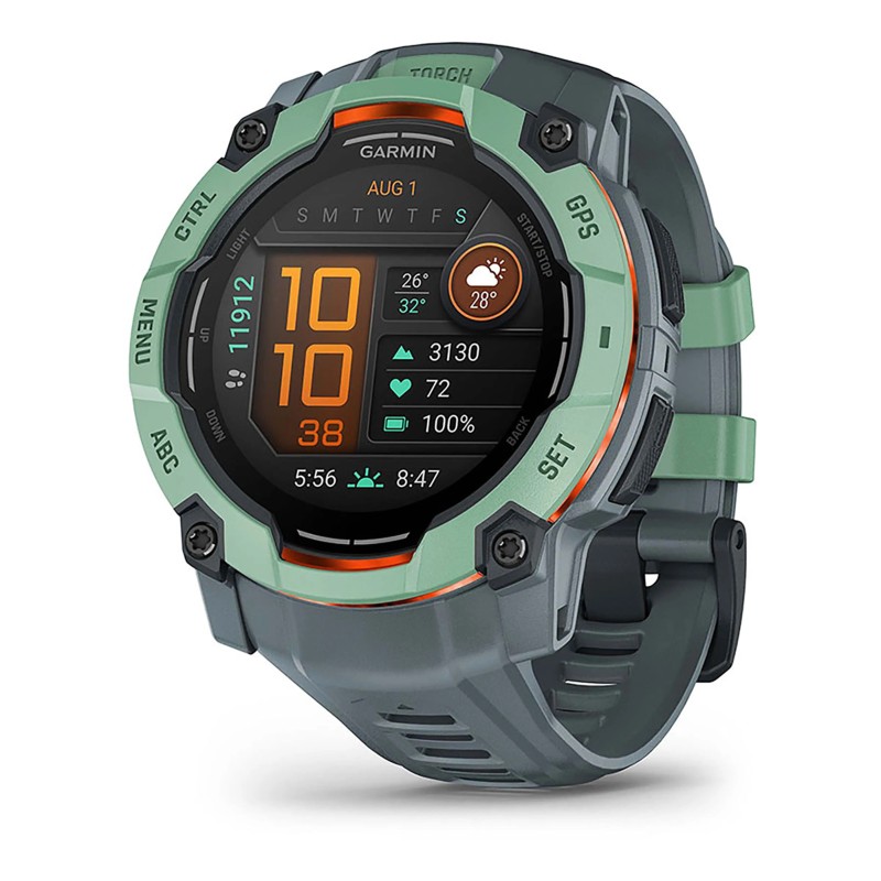 Reloj de avenutra Multideporte Garmin Instinct 3 Amoled 50mm Verde con correa gris