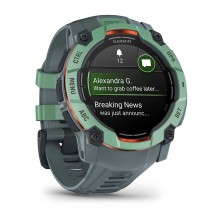Reloj de avenutra Multideporte Garmin Instinct 3 Amoled 50mm Verde con correa gris mensajes entrantes