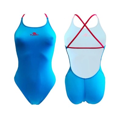 Bañador de natación Turbo Comfort Cross mujer Celeste patrón