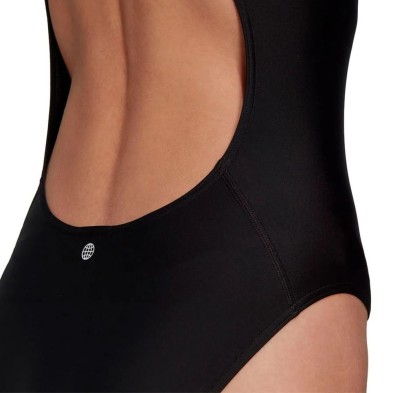 Bañador de natación Adidas 3 Bar Logo mujer Black/White detalle espalda