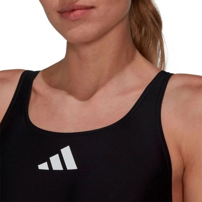Bañador de natación Adidas 3 Bar Logo mujer negro detalle logo blanco