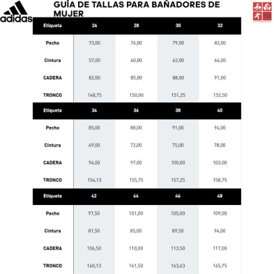 adidas tabla de tallas bañadores de mujer