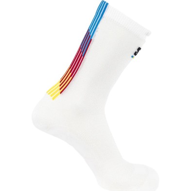 Calcetines Salomon Pulse Race Flag Crew unisex blanco diseño actualizado