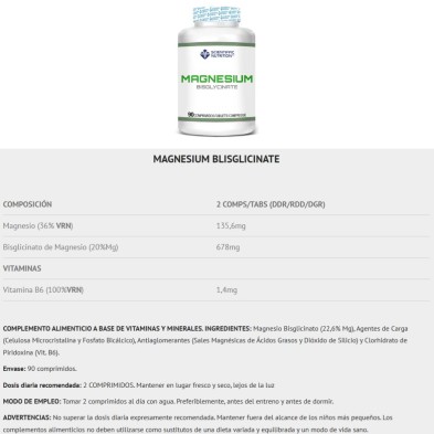 Scientiffic Nutrition Magnesio Bisglicinato 90 comprimidos magnesium con vitamina B6