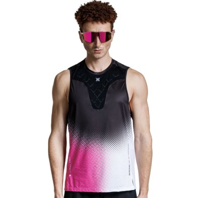 Camiseta sin mangas X-Bionic Corefusion Run Tank unisex Dot Fade/Neo Pink/White tirantes ultraligera hombre