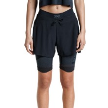 Malla corta X-Bionic Xceed Run Short Tights mujer X Black/Rhino Grey mallas combinadas con pantalón corto