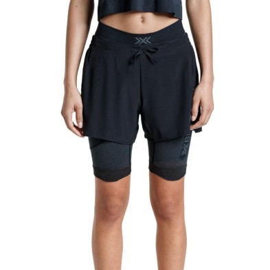 Malla corta X-Bionic Xceed Run Short Tights mujer X Black/Rhino Grey mallas combinadas con pantalón corto