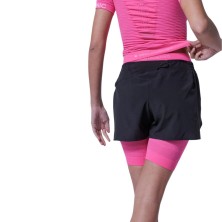 Panatlón corto X-Bionic Effektor 2en1 Shorts mujer X Black/Neo Pink detrás