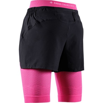Panatlón corto X-Bionic Effektor 2en1 Shorts mujer negro rosa fucsia