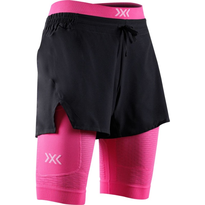 Panatlón corto X-Bionic Effektor 2en1 Shorts mujer X Black/Neo Pink