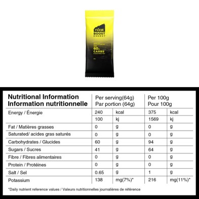 Monodosis Näak Bebida Boost Energy 64 g Neutro 60 tabla nutricional