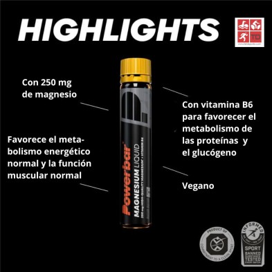 Magnesio Black Line Powerbar ampolla monodosis 25 ml highlights