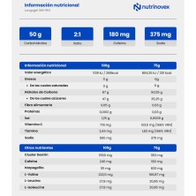 Gel energético Nutrinovex Longogel 360 PRO 75g cafeína tabla nutricional