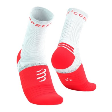 Calcetines Compressport PRO Marathon V2.0 rojo fluor / blanco