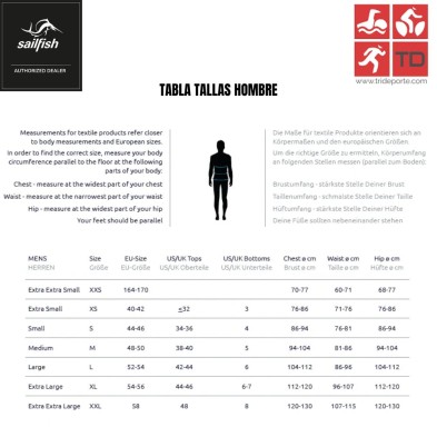 Sailfish tallaje hombre trisuit