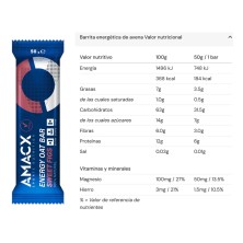 Barrita energética Amacx Energy Oat Bar Sweet Figs tabla nutricional