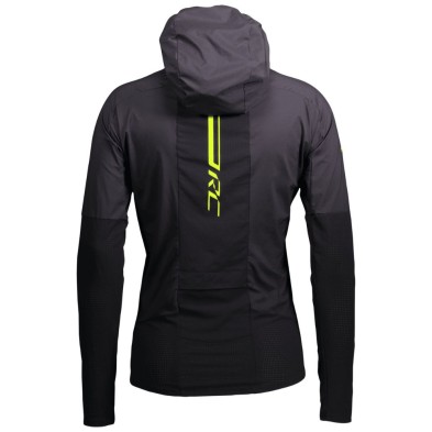 Chaqueta cortavientos sin cremallera Scott RC Run mujer negro amarillo banda de tejido elástico entre los hombros