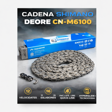 Cadena Deore CN-M6100 12V de 116 eslabones con Quick-Link