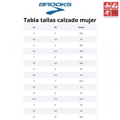 tallaje Brooks zapatillas mujer