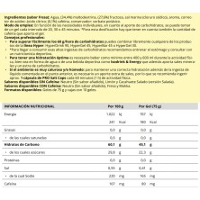 Gel energético Crown Sport Nutrition HyperGel 45 Cafeína fresa tabla nutricional