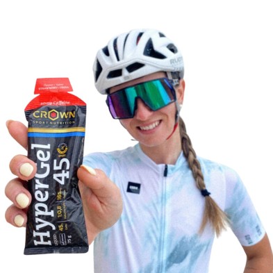 Gel energético Crown Nutrition HyperGel 45 Cafeína fresa ciclismo