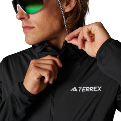 Chaqueta con capucha Adidas Terrex Xperior Climawarm+Wind hombre Black cremallera frontal