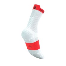Calcetines Compressport Pro Racing V4.0 Run High White/ Fluo Red protección contra las ampollas