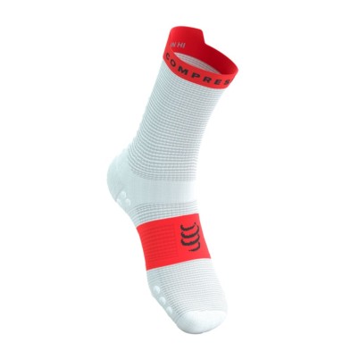 Calcetines Compressport Pro Racing V4.0 Run High White/ Fluo Red