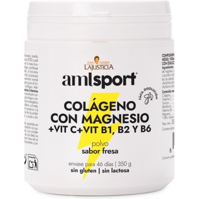 Colágeno con Mag. Vit C+ Vit.B1, B2, y B6 sabor fresa (350g) - Polvo