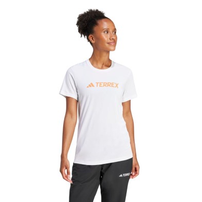 Camiseta manga corta Adidas Terrex Multi Climacool Logo Tech mujer blanca con logo naranja