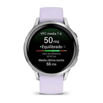Reloj Deportivo Garmin Venu 4 41mm plateado correa de silicona lila