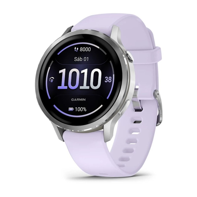 Reloj Deportivo Garmin Venu 4 41mm Silver correa de silicona Periwinkle