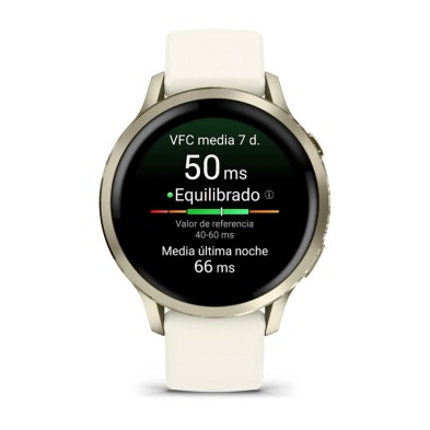 Reloj Deportivo Garmin Venu 4 41mm dorado con correa de silicona blanca