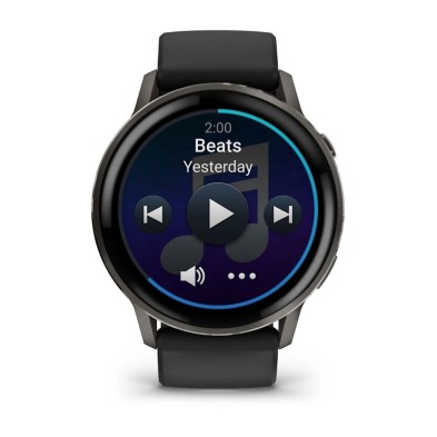 Reloj Deportivo Garmin Venu 4 45mm esfera gris correa negra descarga canciones y listas de reproducción
